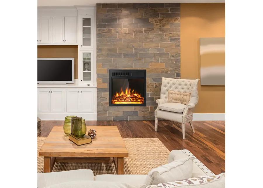 Electric Fireplace Insert with 7-Level Adjustable Flame Brightness