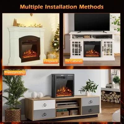 Electric Fireplace Insert with 7-Level Adjustable Flame Brightness