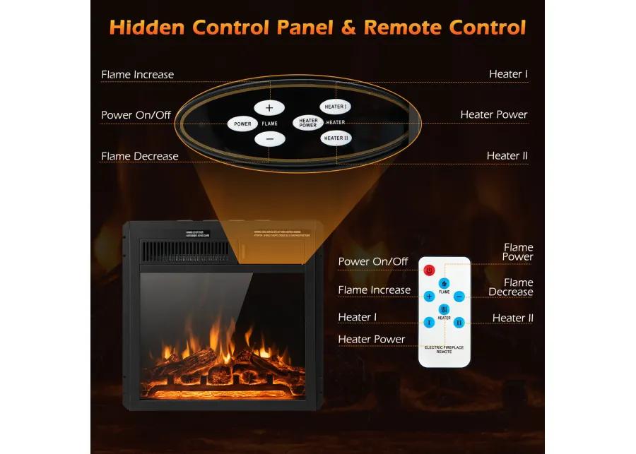 Electric Fireplace Insert with 7-Level Adjustable Flame Brightness