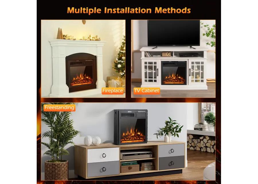 Electric Fireplace Insert with 7-Level Adjustable Flame Brightness