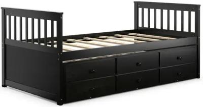 Twin Captain's Bed with Trundle and 3 Storage Drawers