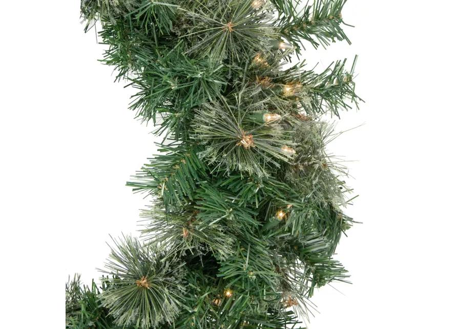 Pre-Lit Oregon Cashmere Pine Artificial Christmas Wreath  24-Inch  Clear Lights