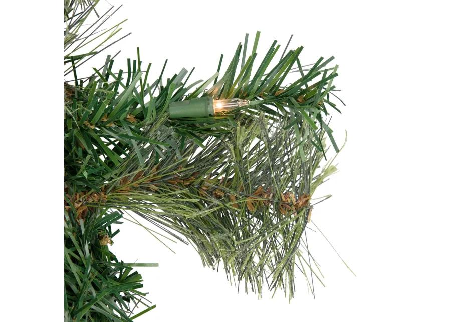 Pre-Lit Oregon Cashmere Pine Artificial Christmas Wreath  24-Inch  Clear Lights