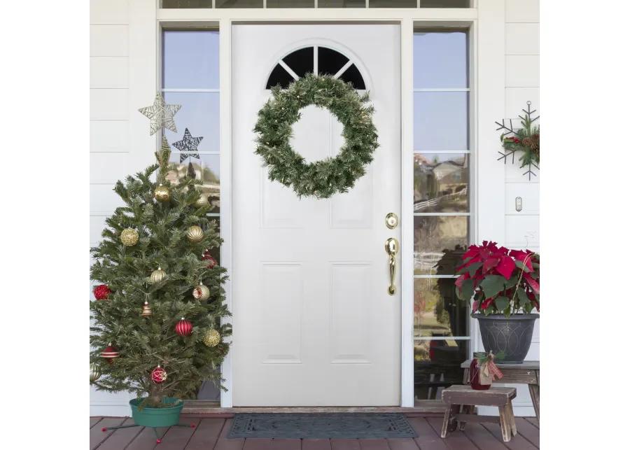 Pre-Lit Oregon Cashmere Pine Artificial Christmas Wreath  24-Inch  Clear Lights