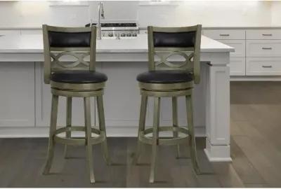 New Classic Furniture New Classic Manchester Gray Wood Swivel Bar Stool with PU Seat (Set of 2)