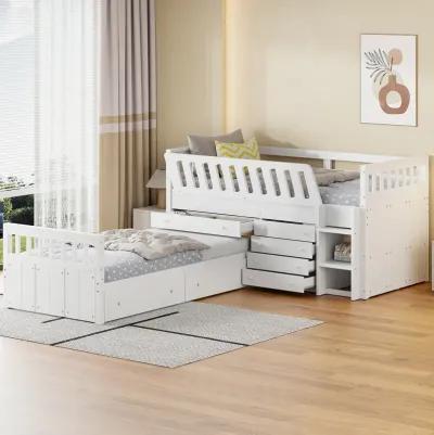 Merax L-shaped Loft Bed  with Platform Bed