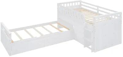 Merax L-shaped Loft Bed  with Platform Bed