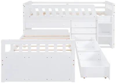 Merax L-shaped Loft Bed  with Platform Bed