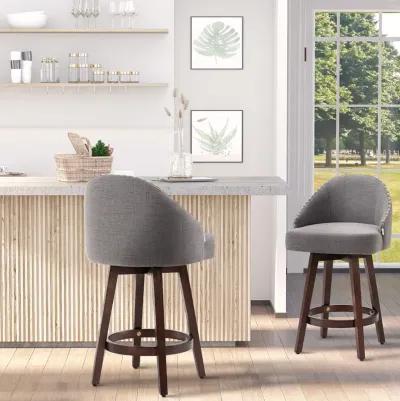 Dark Gray Dining Stools: 26" Linen Fabric Counter-Height Bar Stools