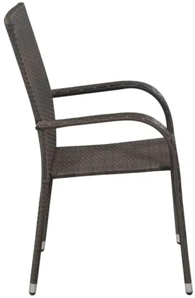 vidaXL Stackable Outdoor Chairs 6 pcs Poly Rattan Brown