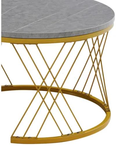 Modern Minimalist Nesting Coffee Table For Living Room - Wooden Top And Metal Legs