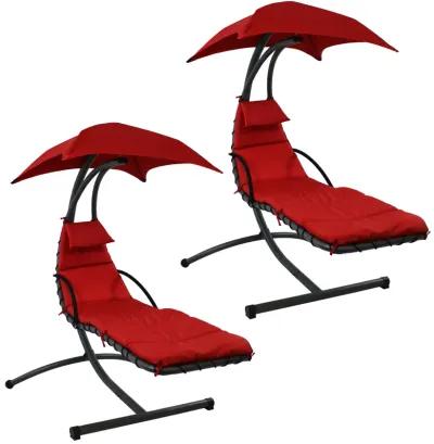 Sunnydaze Floating Chaise Lounge Chair with Canopy and Arc Stand