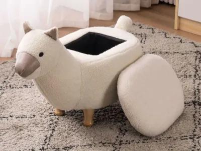 Cream and Tan Llama Storage Ottoman