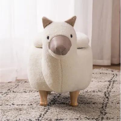 Cream and Tan Llama Storage Ottoman