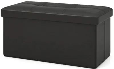 Upholstered Rectangle Footstool with PVC Leather Surface and Storage Function