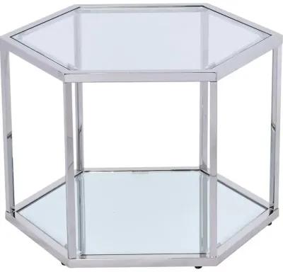 Best Master Furniture Radha 24" Hexagonal Modern Glass Coffee Table in Silver