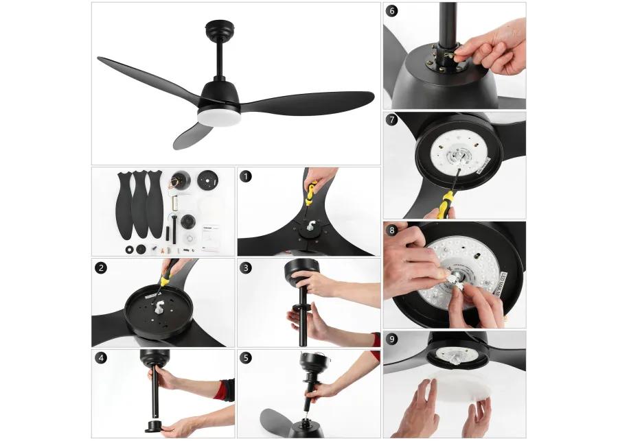 Audie Classic Industrial Iron/Plastic Integrated LED Ceiling Fan