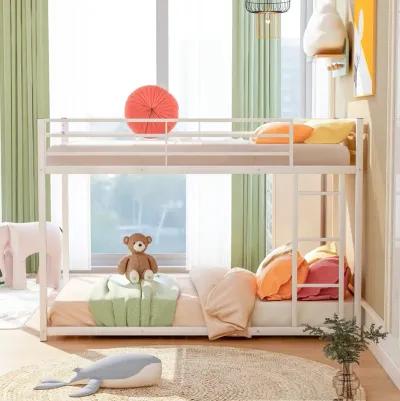 Merax Twin over Twin Metal Low Bunk Bed with Ladder