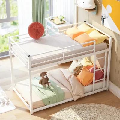 Merax Twin over Twin Metal Low Bunk Bed with Ladder