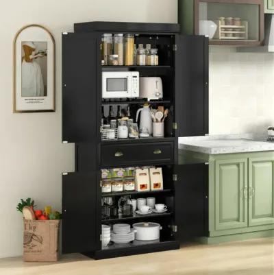 Cupboard Freestanding Kitchen Cabinet with Adjustable Shelves