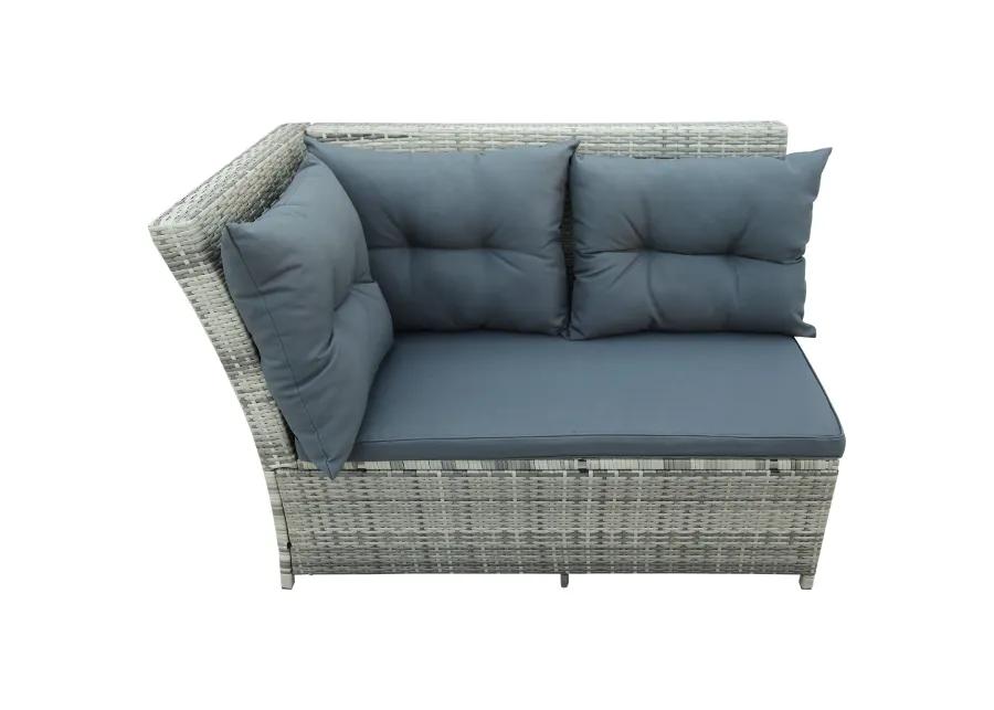 Merax Outdoor Sectional Sofa with Glass Table