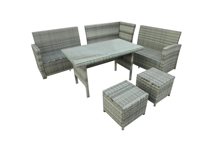 Merax Outdoor Sectional Sofa with Glass Table