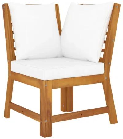 vidaXL 4 Piece Garden Lounge Set with Cushion Cream Solid Acacia Wood