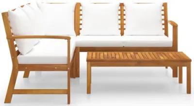 vidaXL 4 Piece Garden Lounge Set with Cushion Cream Solid Acacia Wood