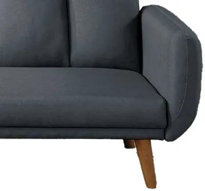 Adjustable Upholstered Sofa with Track Armrests and Angled Legs, Light Gray - Benzara