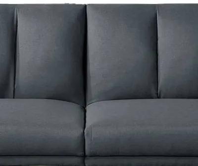 Adjustable Upholstered Sofa with Track Armrests and Angled Legs, Light Gray - Benzara