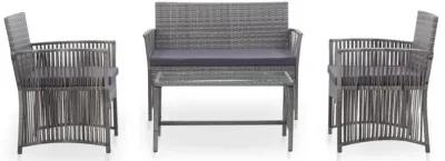 vidaXL 4 Piece Garden Lounge Set with Cushion Poly Rattan Anthracite