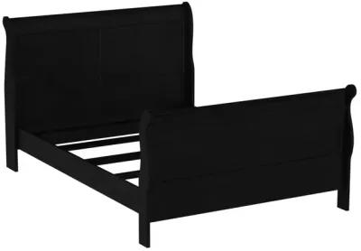 Elegant Modern Style Queen Size Sleigh Bed, Black-Benzara