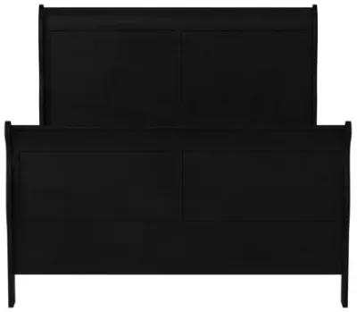 Elegant Modern Style Queen Size Sleigh Bed, Black-Benzara