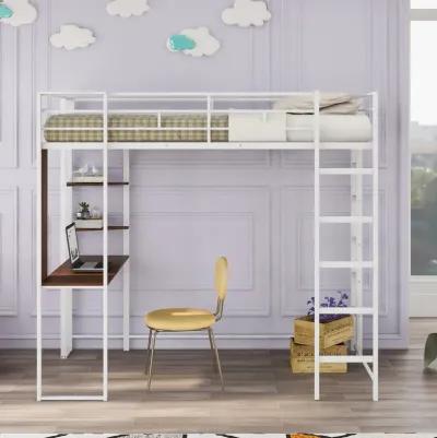 Merax Loft Bed Frame with 2 Built-in Ladders