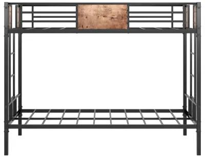 Bunk Bed Twin Over Twin Size Metal Bunk Bed With Ladder And Full-Length Guardrail, Metal Bunk