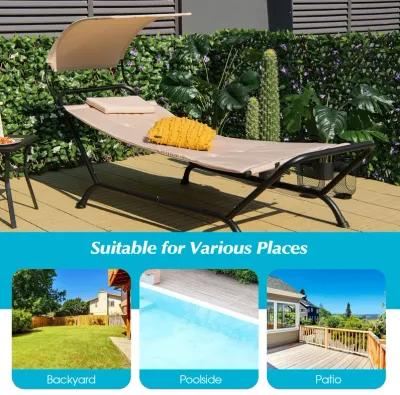 Patio Hanging Chaise Lounge Chair with Canopy Cushion Pillow and Storage Bag