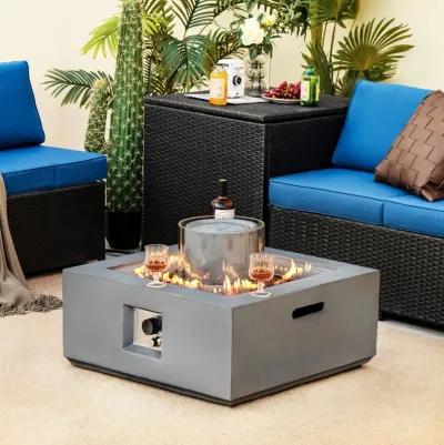 28 Inch 50000 BTU Patio Square Propane Fire Pit with PVC Cover-Gray