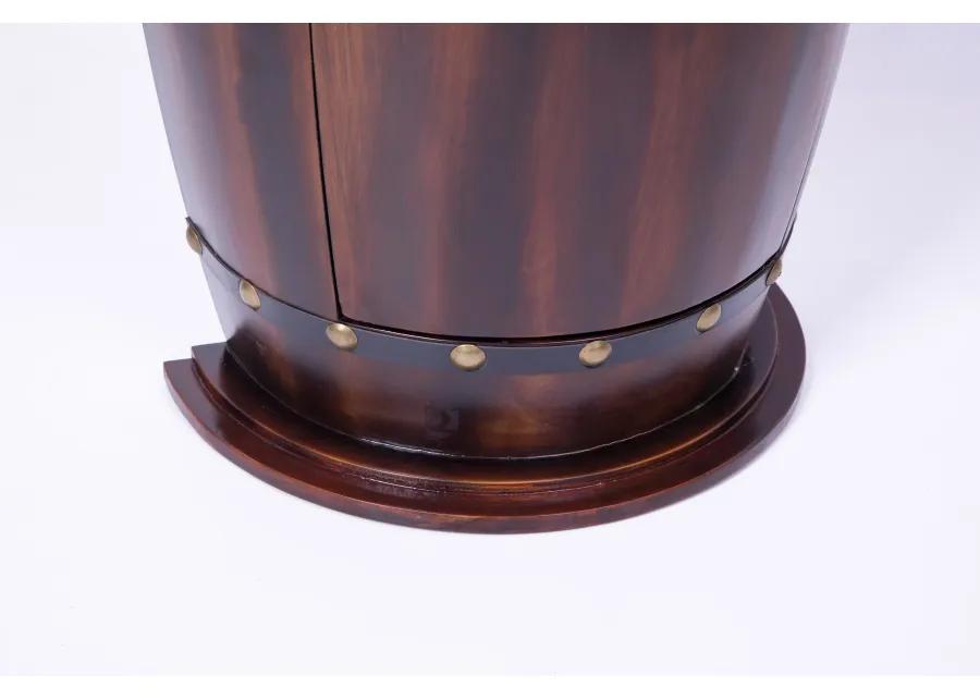 Wooden Wine Barrel Console, Bar End Table Lockable Cabinet