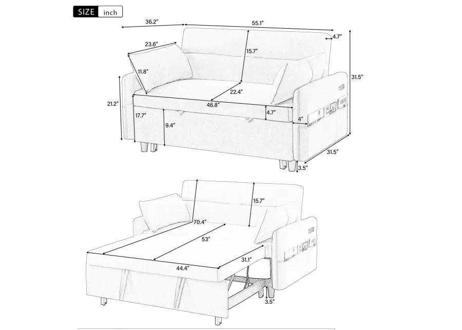 Merax Sleep Sofa Bed Loveseats Sofa Couch with Adjsutable Backrest