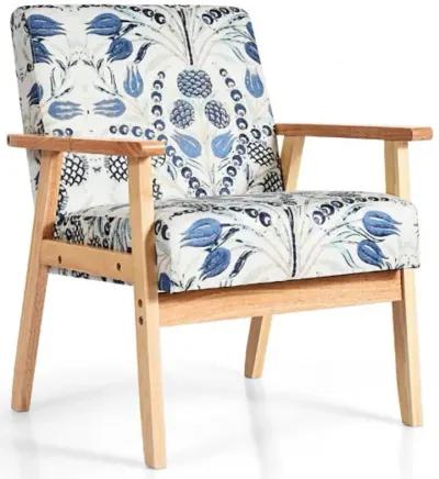 Modern Accent Armchair Fabric Lounge Chair with Rubber Wood Leg