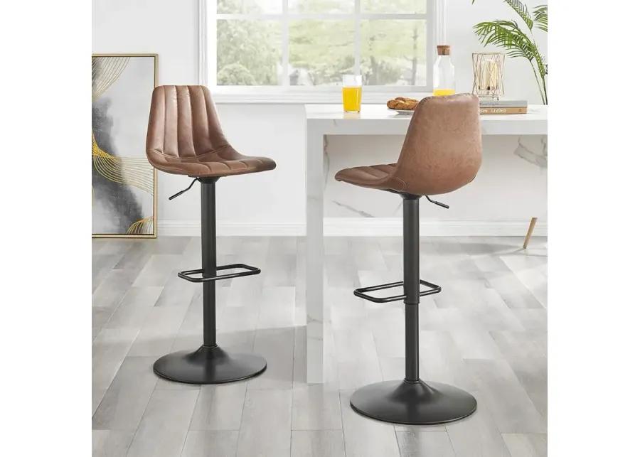 Robert PU Gaslift Swivel Bar Stool, (Set of 2)