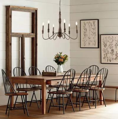 Victoria 29" 6-Light Rustic Midcentury Iron LED Chandelier, Brown