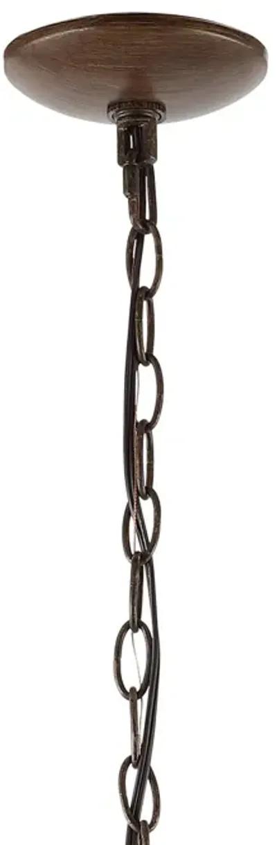 Victoria 29" 6-Light Rustic Midcentury Iron LED Chandelier, Brown