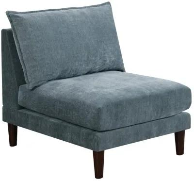 Rio 33 Inch Modular Armless Sofa Chair, Lumbar Cushion, Slate Blue Fabric - Benzara