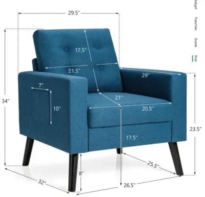 Hivvago Mid-Century Upholstered Armchair Club Chair with Rubber Wood Legs