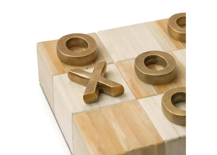 Tic Tac Toe Flat Board With Brass Pieces