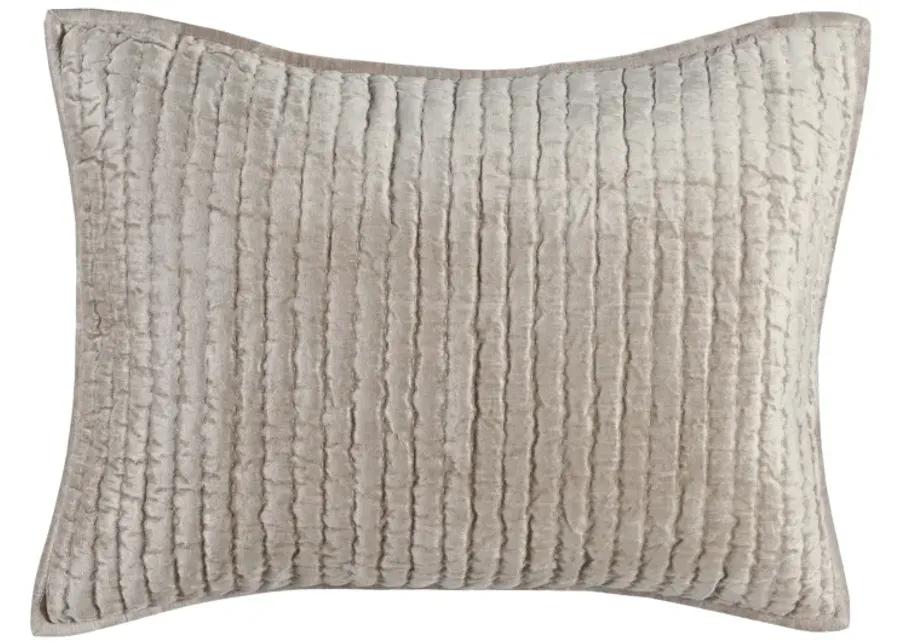 Lipa 20 x 26 Hand Stitched Standard Pillow Sham, Velvet, Quilted-Benzara