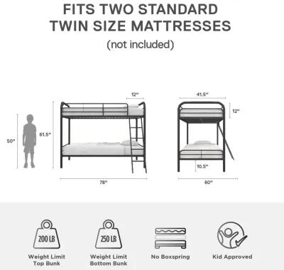 DHP Dusty Twin over Twin Metal Bunk Bed, Black