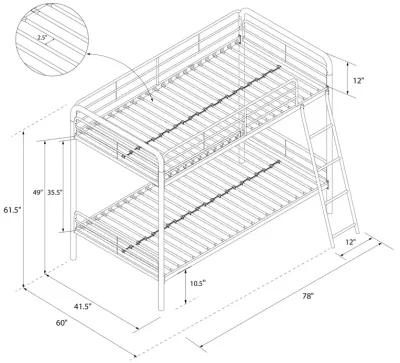 DHP Dusty Twin over Twin Metal Bunk Bed, Black