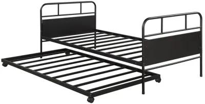 Merax Metal Daybed Platform Bed Frame with Trundle Built-in Casters